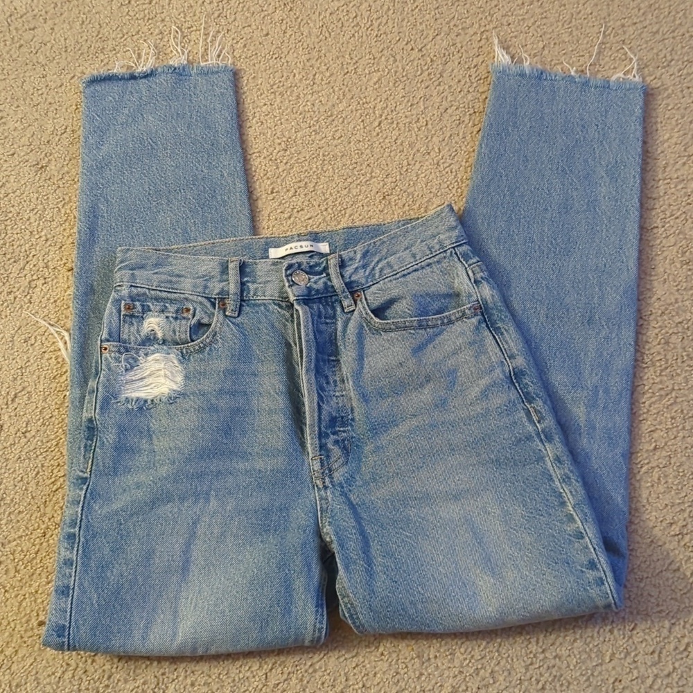 PacSun Ultra High Rise Slim Button Fly Light Wash Denim Jeans Size 24
